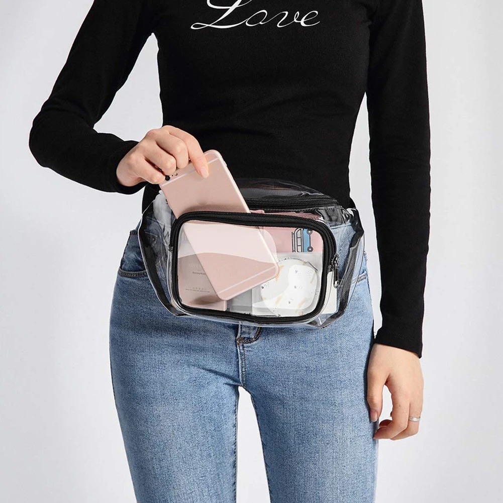 Double Pocket Transparent Waterproof PVC Waist Pack