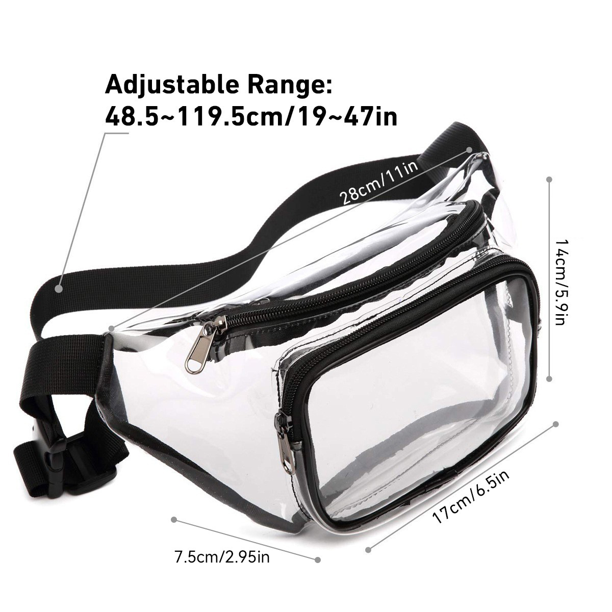 Double Pocket Transparent Waterproof PVC Waist Pack