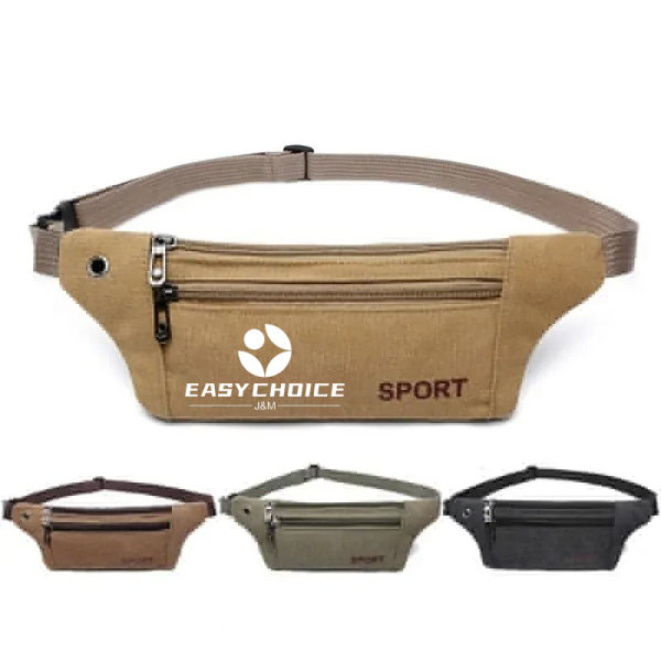 Unisex Multi-Pocket Canvas Fanny Pack