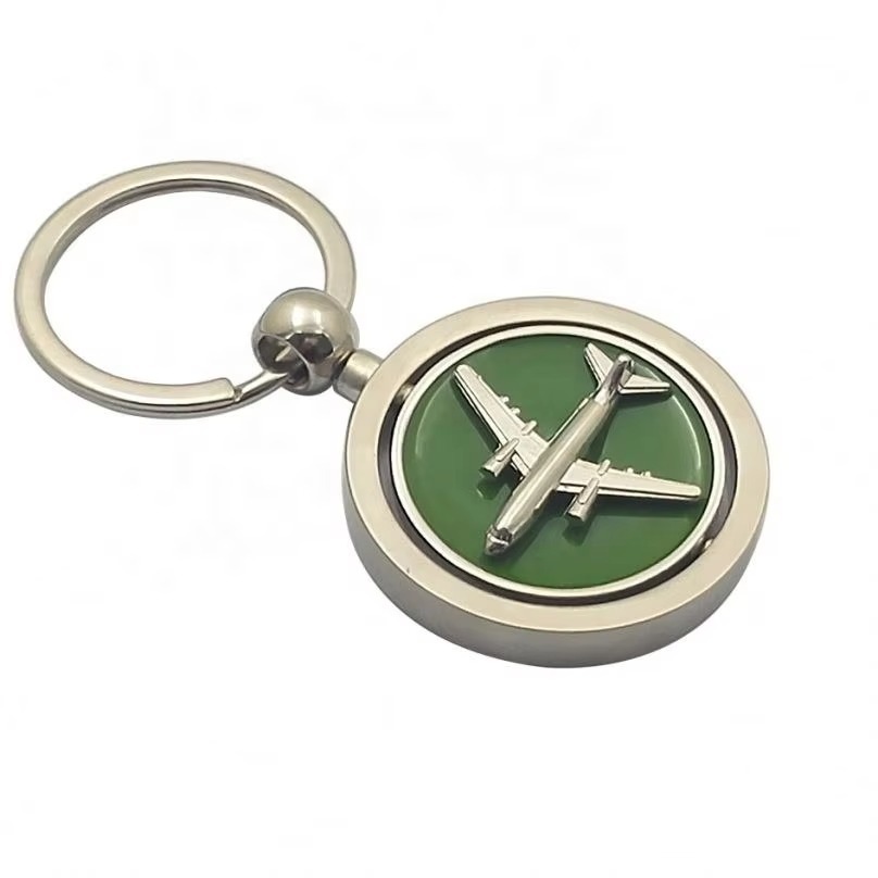 Round Rotating Airplane Keychain