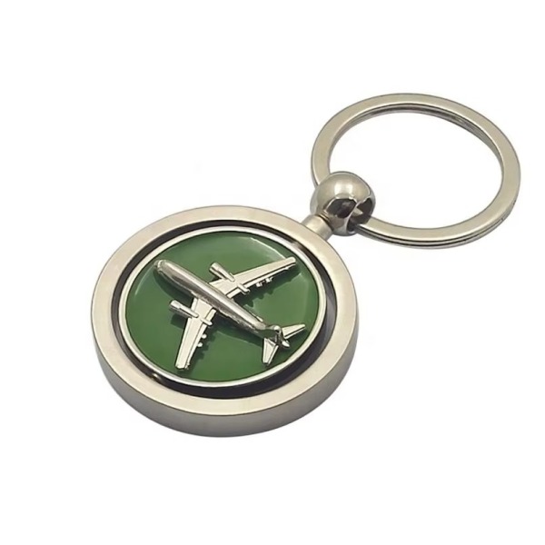 Round Rotating Airplane Keychain