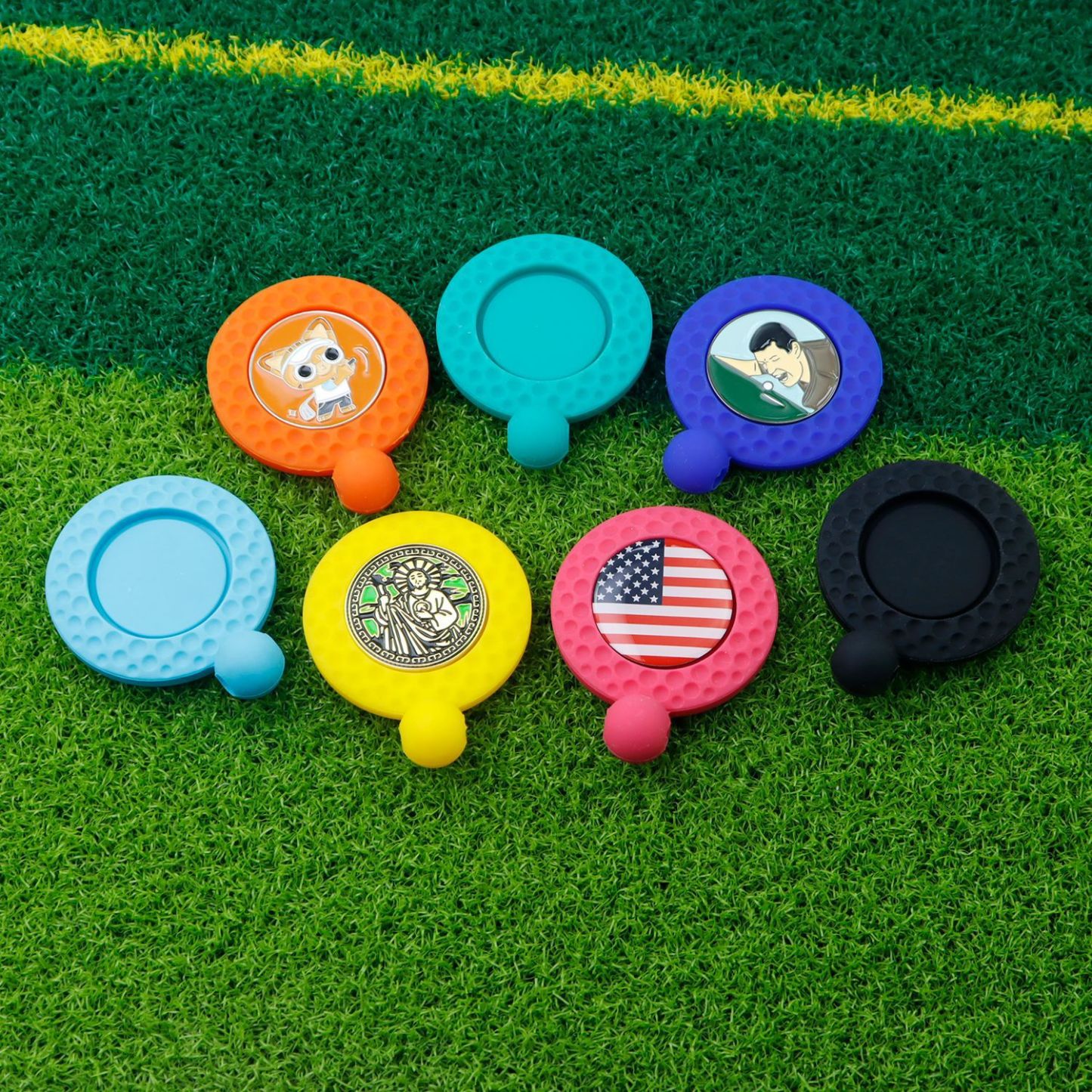 Magnetic Silicone Golf Ball Marker Holder w/Golf Marker