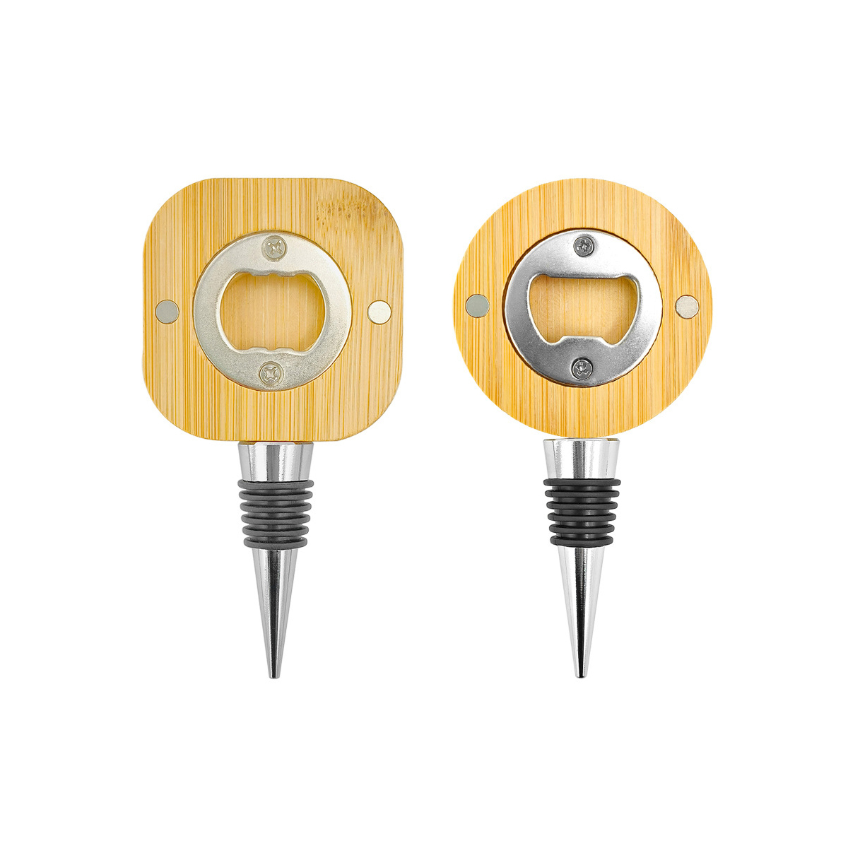 Bamboo Fridge Magnet Bottle Opener Wine Stopper