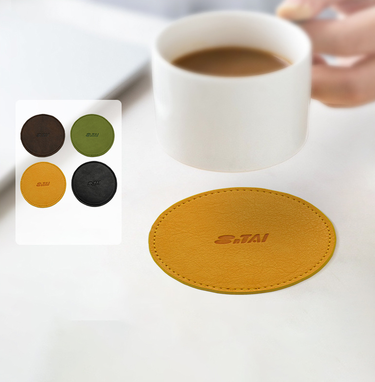 Round PU Leather Cup Coaster