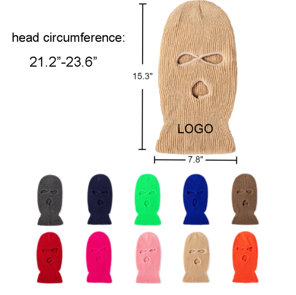 Acrylic 3-Hole Ski Mask Beanie