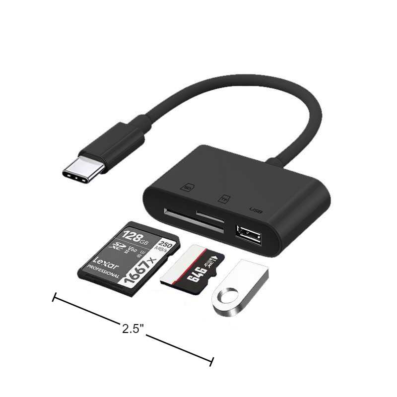 3-in-1 Card Reader with Type-C