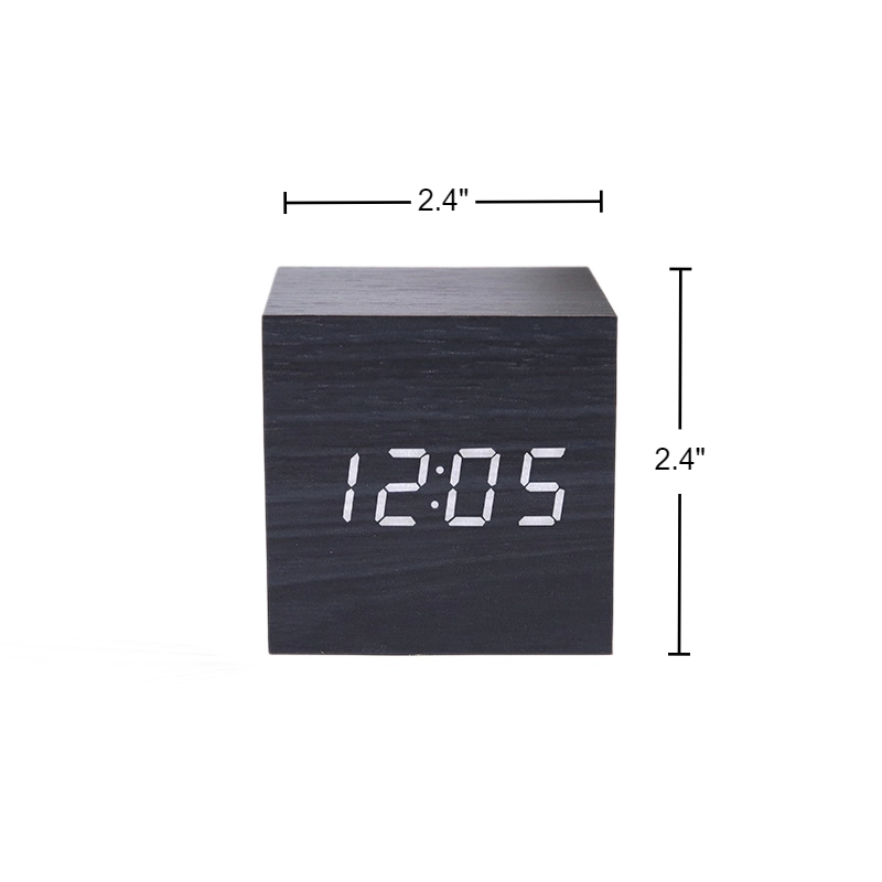 Wood Pattern LED Voice-Activated Cube Alarm Clock