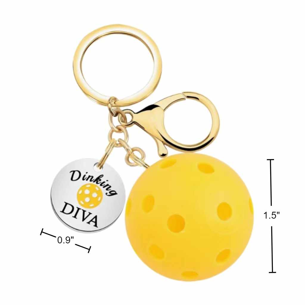 Stainless Steel Pickleball Keychain