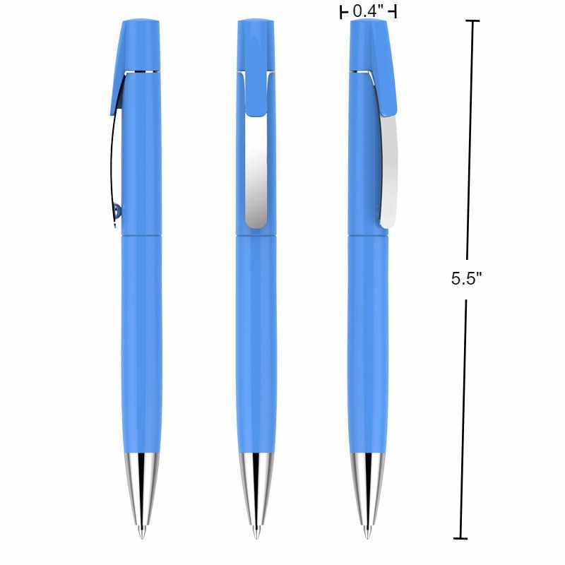 Retractable Plastic Ballpoint Pen with Metal Clip