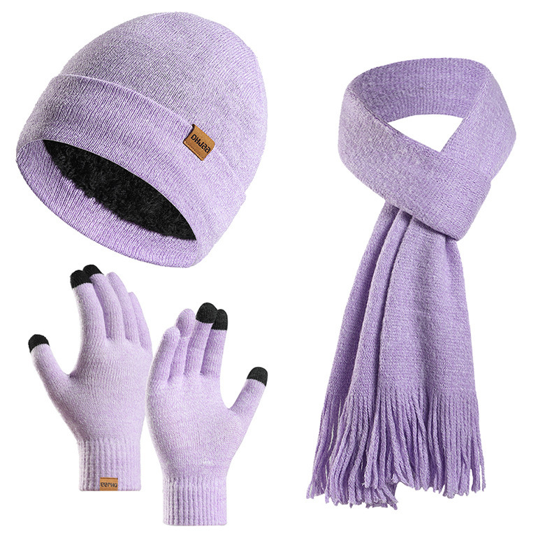 Fleece-Lined Beanie/Scarf/Gloves Set