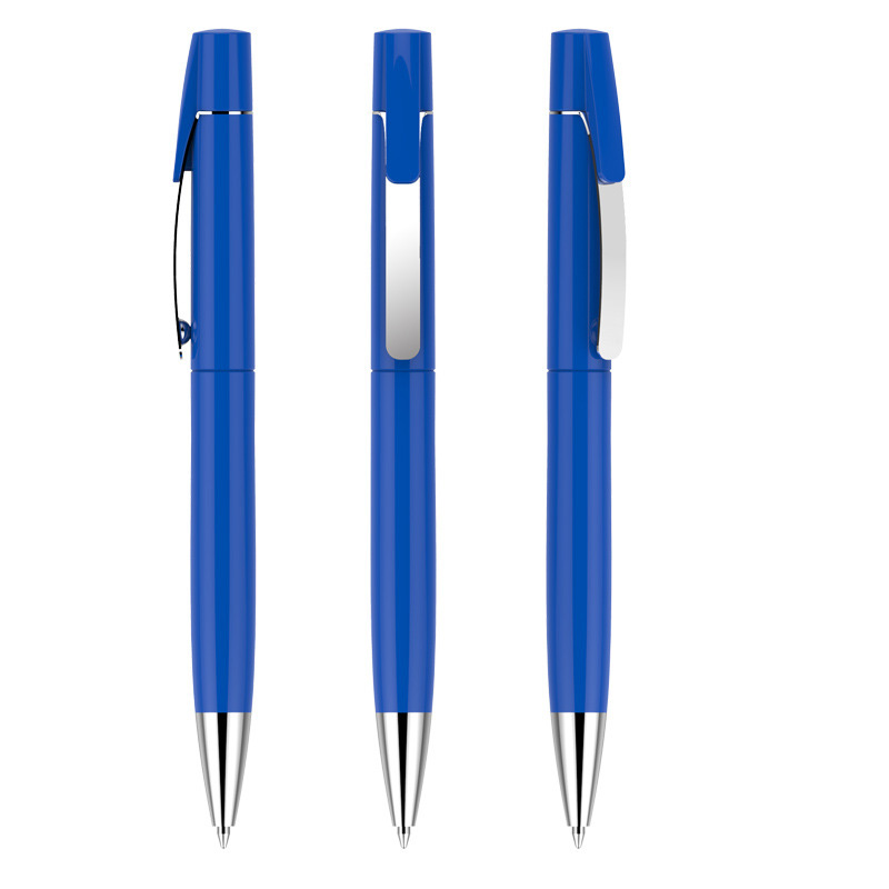 Retractable Plastic Ballpoint Pen with Metal Clip