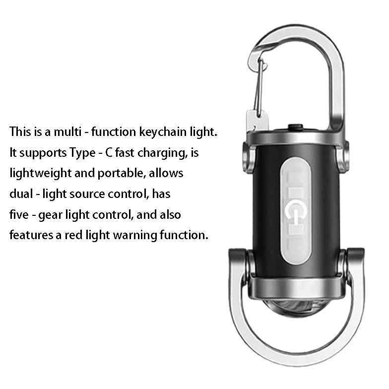 Rechargeable LED Keychain Light with Hook