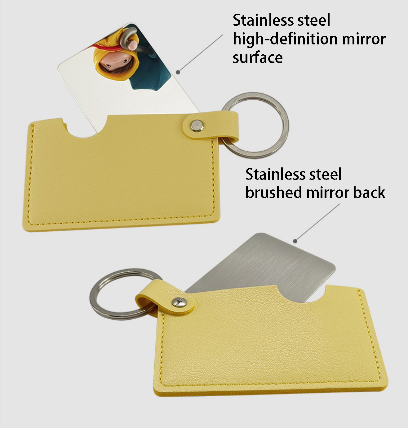 PU Leather Keychain Pocket Mirror