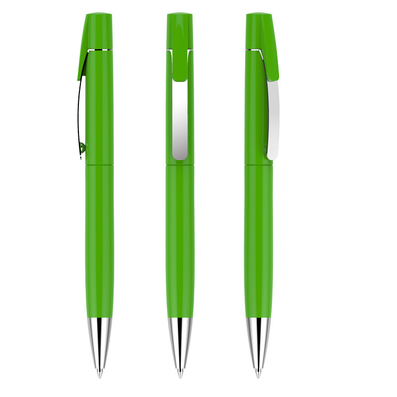 Retractable Plastic Ballpoint Pen with Metal Clip