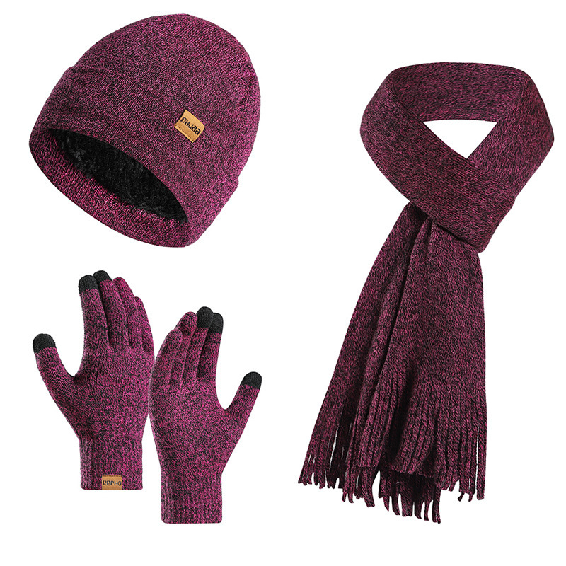 Fleece-Lined Beanie/Scarf/Gloves Set