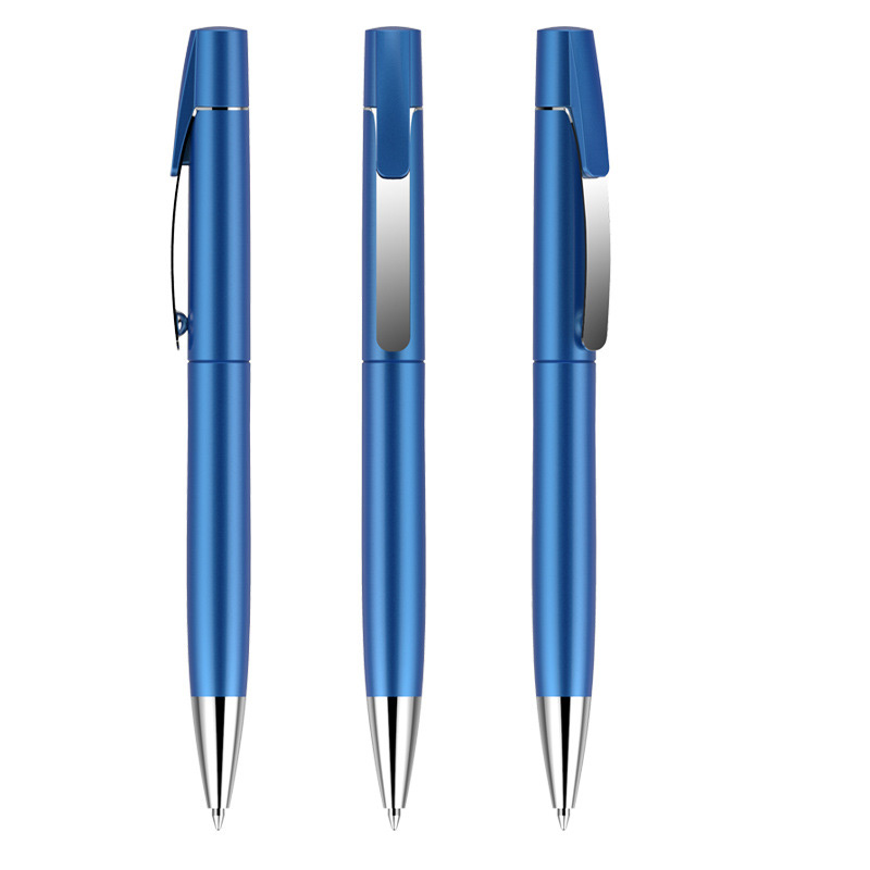 Retractable Plastic Ballpoint Pen with Metal Clip
