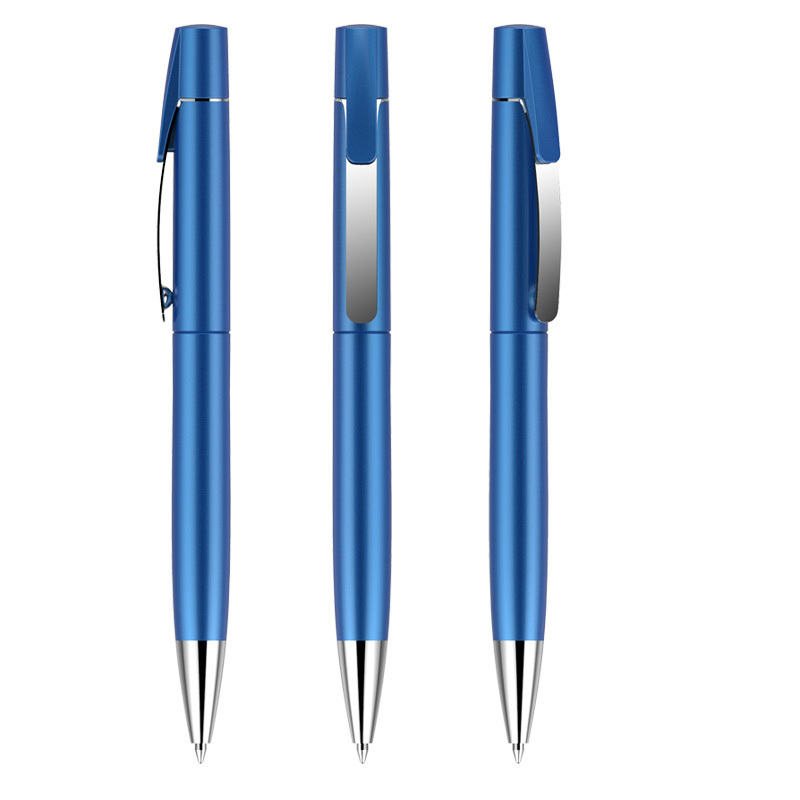 Retractable Plastic Ballpoint Pen with Metal Clip