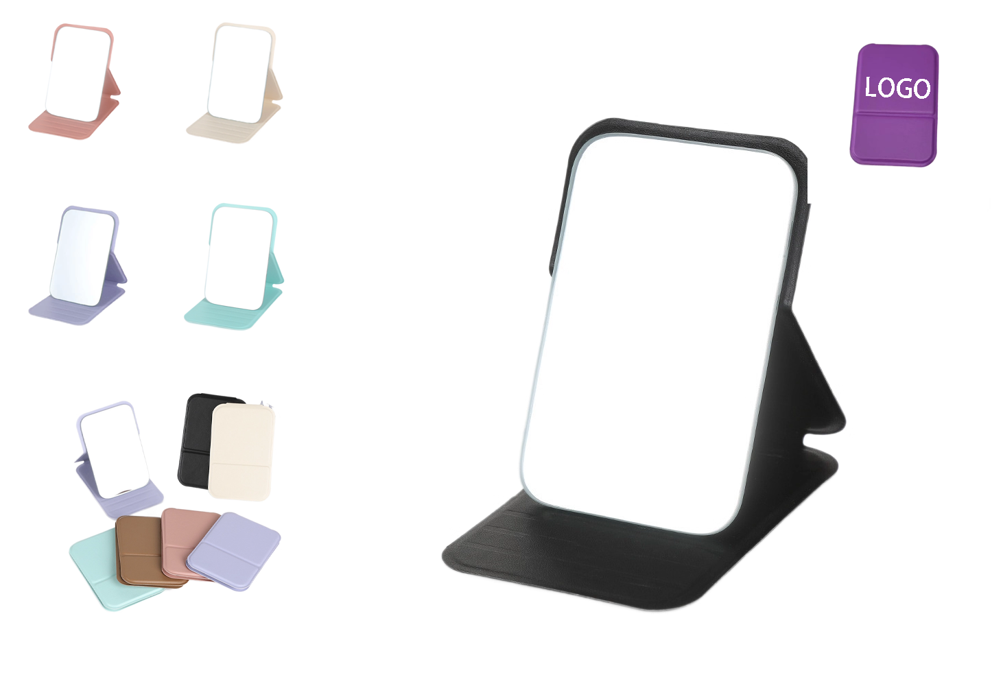 PU Folding Travel Makeup Mirror