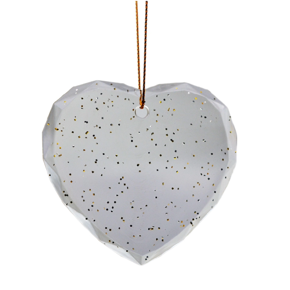 Plastic Heart Shaped Ornament -2.7"x2.7"