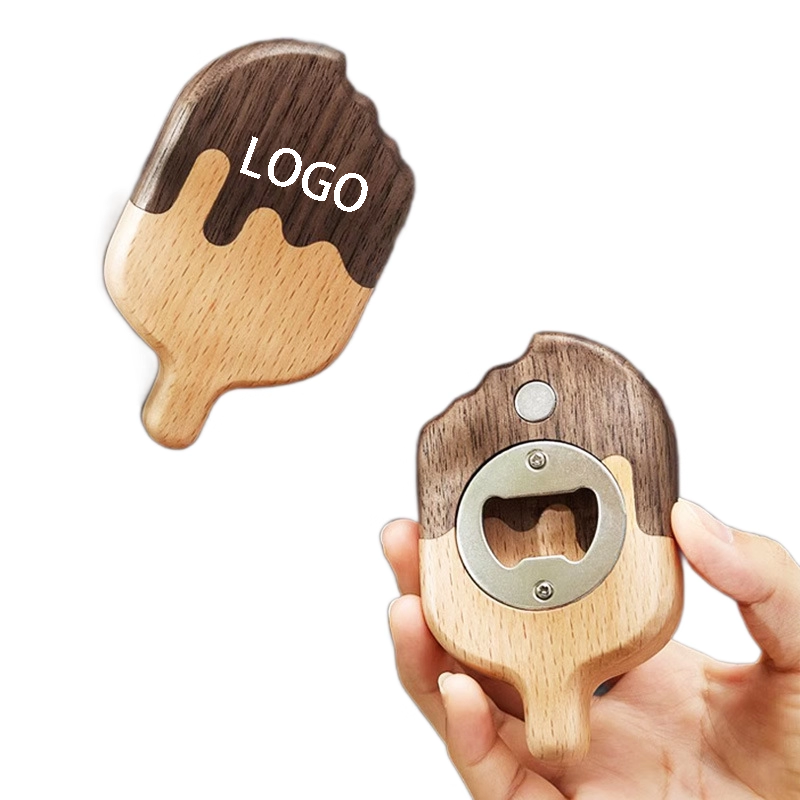 Wood Popsicle Shaped Magnetic Bottle Opener