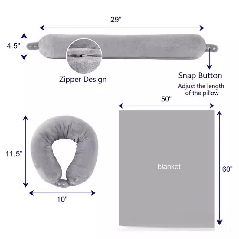 2-in-1 Flannel Travel Neck Pillow & Blanket