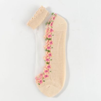 Floral Lace Women's Spring Summer Ankle Socks [10-pair pack] - Cute Cotton Sole Sweat-Wicking Breathable Socks (One size)