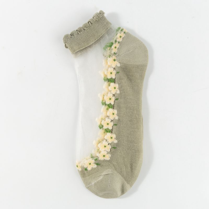 Floral Lace Women's Spring Summer Ankle Socks [10-pair pack] - Cute Cotton Sole Sweat-Wicking Breathable Socks (One size)