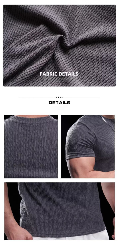 Men’s Cooling Ribbed Knit Tee – Body-Hugging Stretch Fabric, Ultra Breathable and Light, Ideal for Summer or Everyday Wear