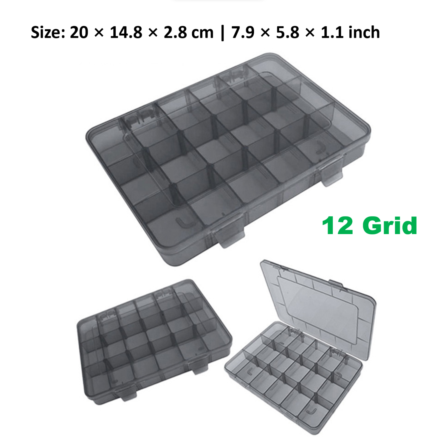 Compartment Screw Organizer Box with Removable Plastic Dividers - Clear Small Parts Tool Organizer Box for Hardware, Screws, Bolts, Nails, Beads, Jewelry