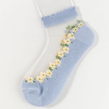 Floral Lace Women's Spring Summer Ankle Socks [10-pair pack] - Cute Cotton Sole Sweat-Wicking Breathable Socks (One size)