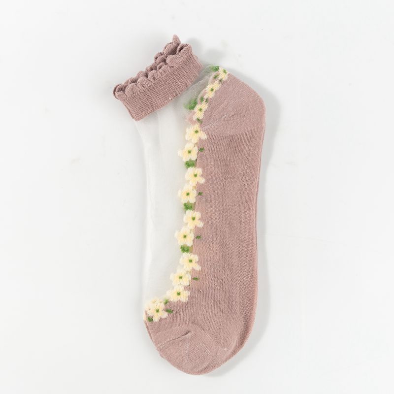 Floral Lace Women's Spring Summer Ankle Socks [10-pair pack] - Cute Cotton Sole Sweat-Wicking Breathable Socks (One size)