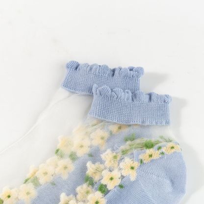 Floral Lace Women's Spring Summer Ankle Socks [10-pair pack] - Cute Cotton Sole Sweat-Wicking Breathable Socks (One size)