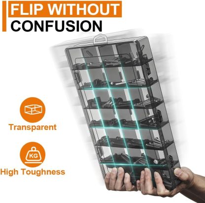 28-Compartment Screw Organizer Box with Removable Plastic Dividers - Clear Small Parts Tool Organizer Box for Hardware, Screws, Bolts, Nails, Beads, Jewelry (28 Grids)