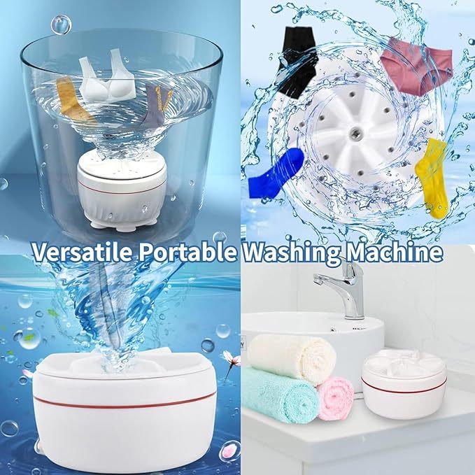 Compact Ultrasonic Washing Machine - Portable Mini Clothes Washer for Travel, Camping, Apartments
