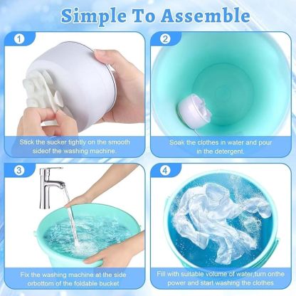 Compact Ultrasonic Washing Machine - Portable Mini Clothes Washer for Travel, Camping, Apartments