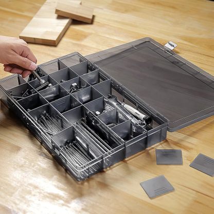 28-Compartment Screw Organizer Box with Removable Plastic Dividers - Clear Small Parts Tool Organizer Box for Hardware, Screws, Bolts, Nails, Beads, Jewelry (28 Grids)