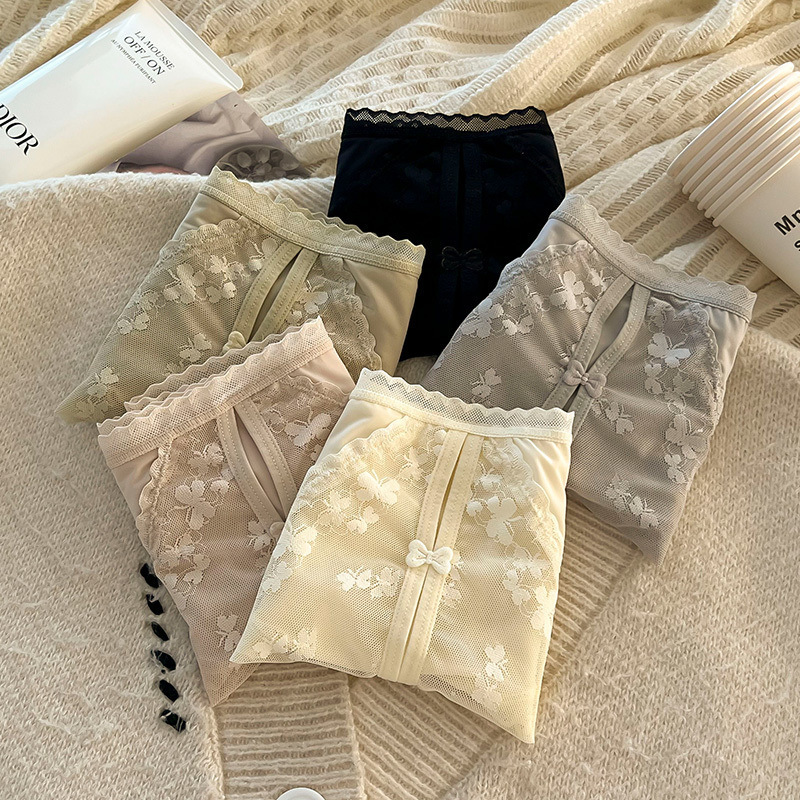 Sexy Lace Trim Panties[4-Pack] – Seamless, Breathable, and Antibacterial for All-Day Freshness