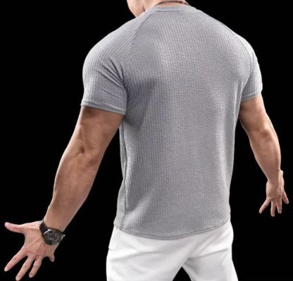 Men’s Cooling Ribbed Knit Tee – Body-Hugging Stretch Fabric, Ultra Breathable and Light, Ideal for Summer or Everyday Wear