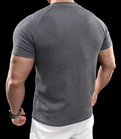 Men’s Cooling Ribbed Knit Tee – Body-Hugging Stretch Fabric, Ultra Breathable and Light, Ideal for Summer or Everyday Wear