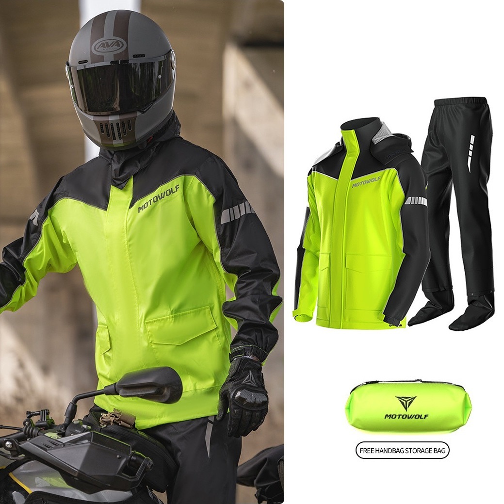 Cycling Best Men's Waterproof Motorcycle Raincoat Suit jacket & Pants