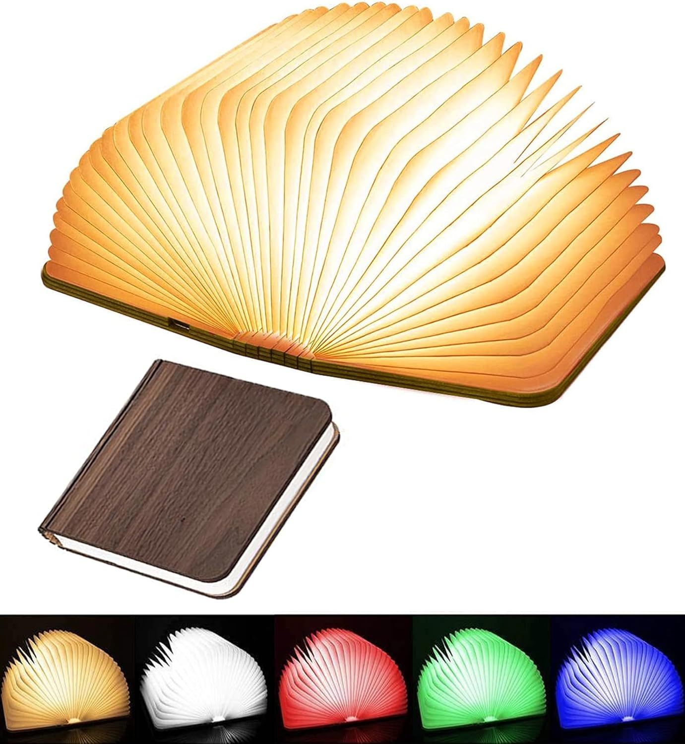 YearPeak Wooden Book Lamp - USB Rechargeable Magnetic Folding Mood Light Decor
