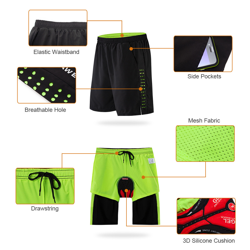 Cycling Best Men's MTB Gel-Padded Shorts with Mesh Liner