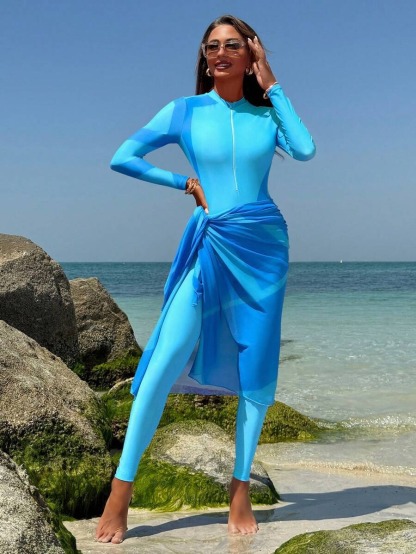 YearPeak Women's Burkini Floral Print Modest Swimwear UPF 50+ with Skirt