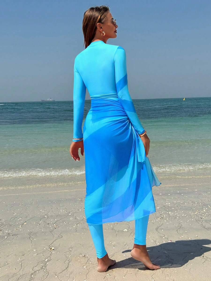 YearPeak Women's Burkini Floral Print Modest Swimwear UPF 50+ with Skirt