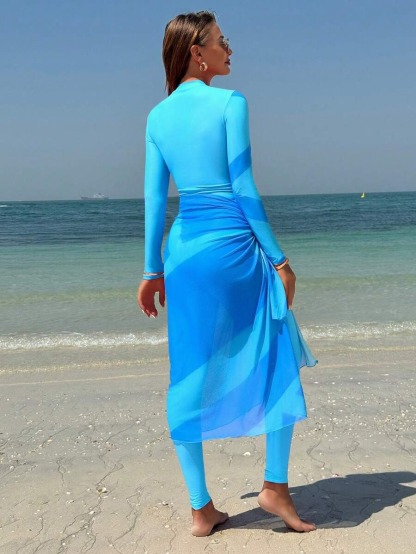 YearPeak Women's Burkini Floral Print Modest Swimwear UPF 50+ with Skirt