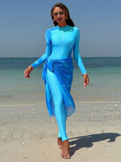 YearPeak Women's Burkini Floral Print Modest Swimwear UPF 50+ with Skirt