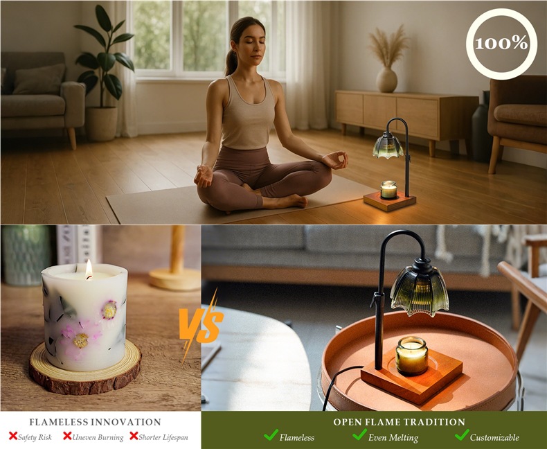 YearPeak Candle Warmer Lamp - Adjustable Timer & Dimmer, Safe Wax Melter