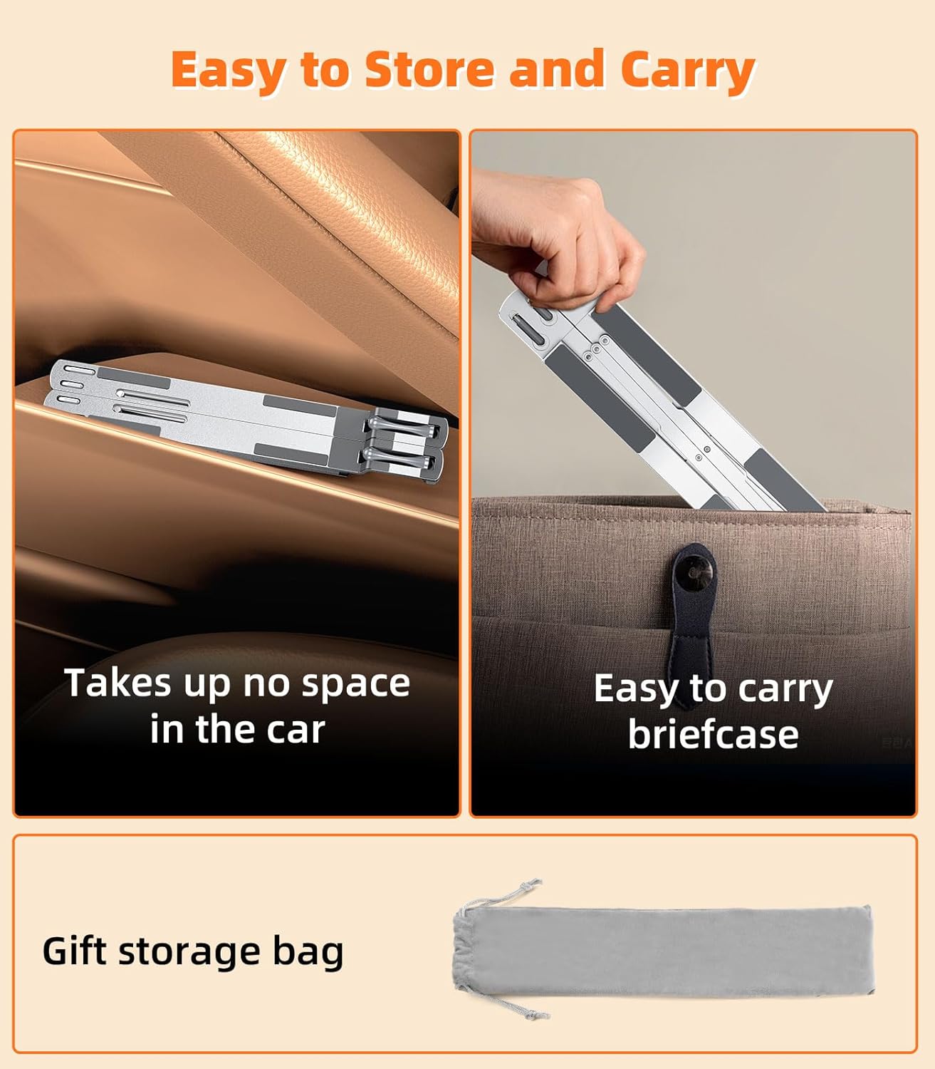 YearPeak Foldable Car Laptop Mount - Adjustable Steering Wheel Desk & Stand