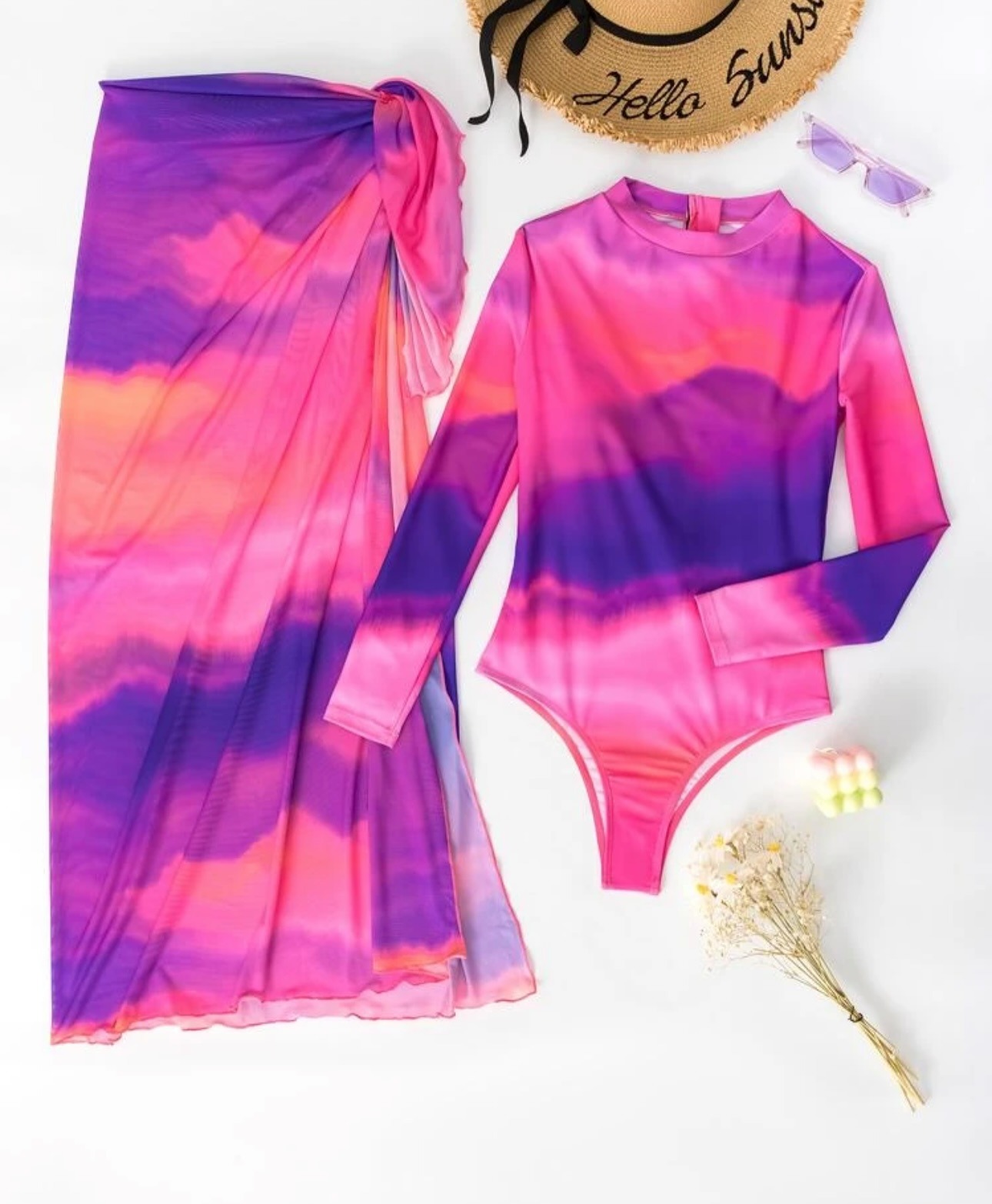 YearPeak Modest Long-Sleeve Burkini Set | 2-PC Full-Coverage Swimwear
