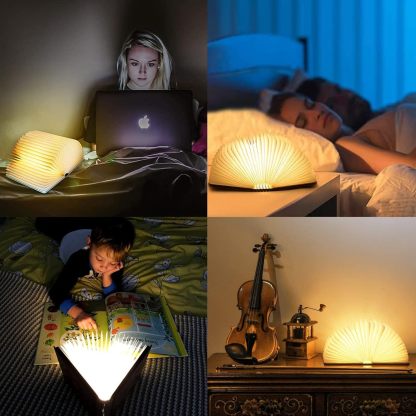 YearPeak Wooden Book Lamp - USB Rechargeable Magnetic Folding Mood Light Decor